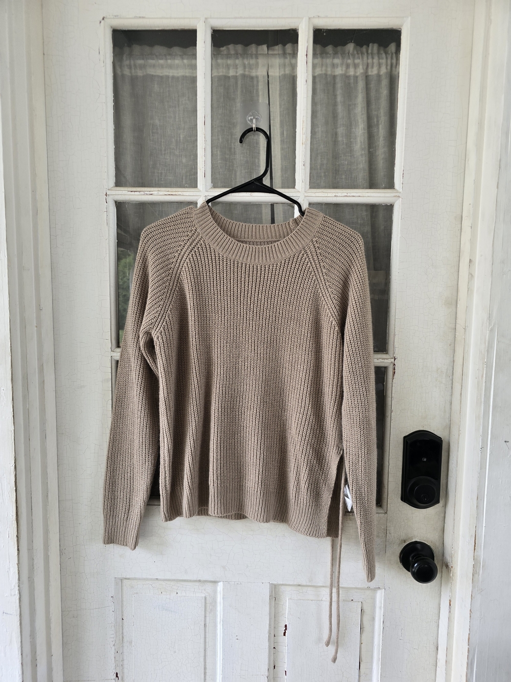 SHEIN Taupe Ribbed Crewneck Sweater
